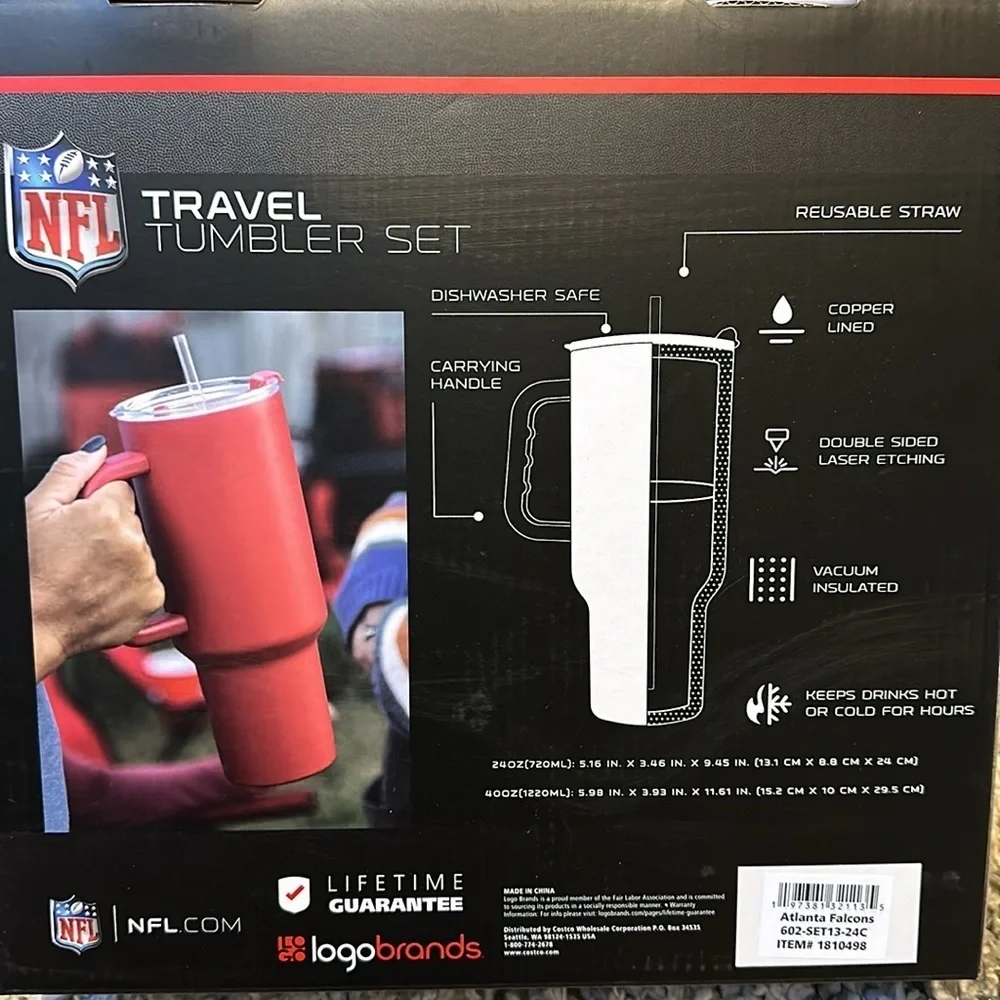 Atlanta Falcons Travel Tumbler Cup Set 2 Pk 24oz 40oz